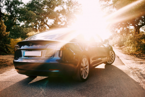image of electric vehicle at sunset