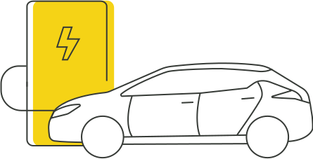 illustration of car attached to charger