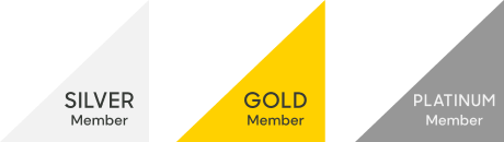 graphic with three triangles showing different membership levels of Silver, Gold, and Platinum