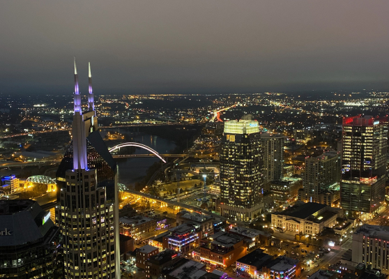 Nashville city skyline at night