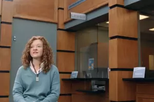 woman sitting in office