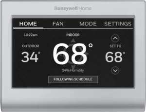 silver and black smart thermostat