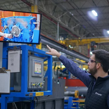 Man looking at energy efficiency report.
