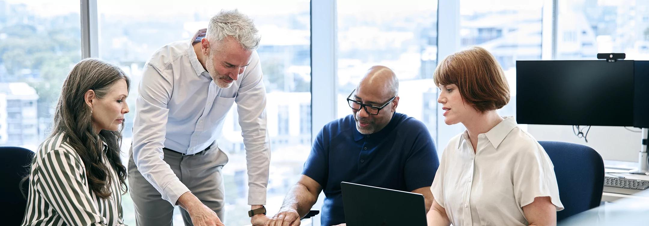 Professional talking in an office
