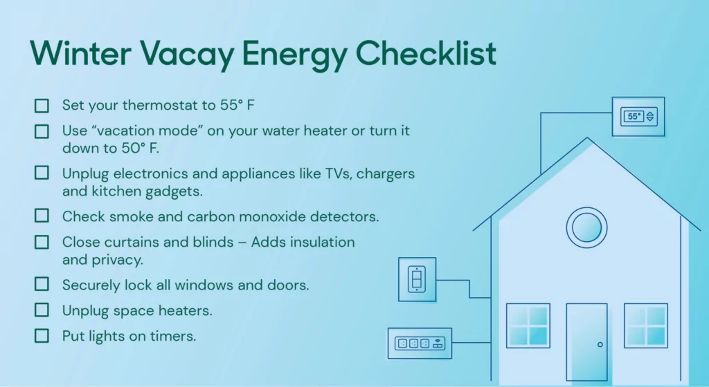 Graphic element: Winter Vacay Energy Checklist
