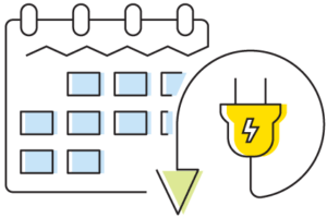 Icon of a calendar and a electricity plug