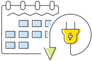 Icon of a calendar and a electricity plug