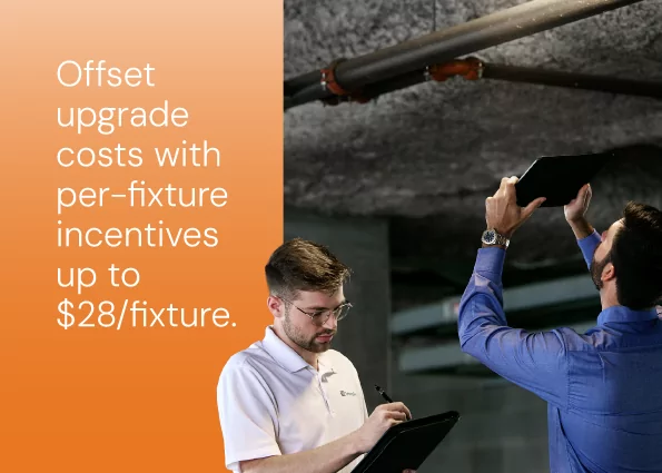 TVA EnergyRight specialists inspect industrial fixtures for energy upgrades. Receive per-fixture incentives up to $28/fixture.
