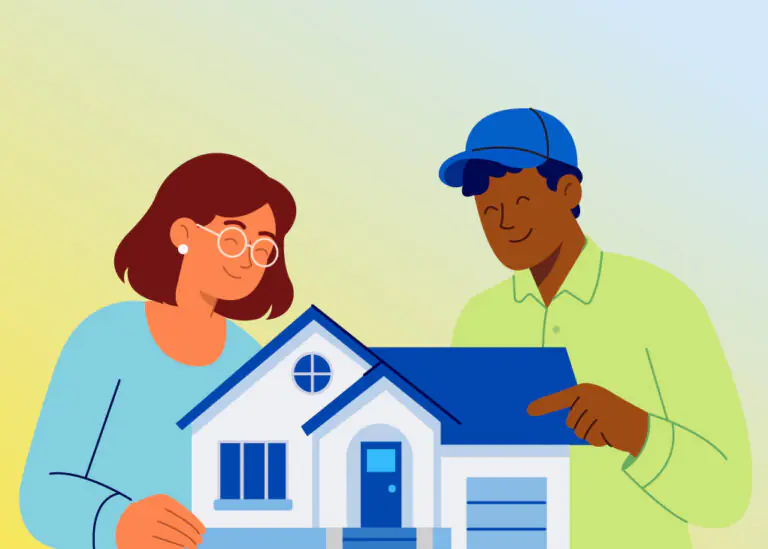 A homeowner and TVA Energy Expert discuss energy-saving improvements like smart thermostats or heat pumps for a model home.